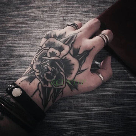 Waterproof Temporary Tattoo Sticker Rose Flower Hand back tatto Art
