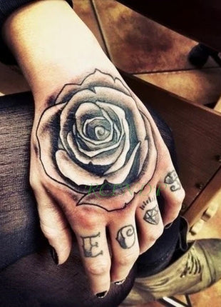 Waterproof Temporary Tattoo Sticker Rose Flower Hand back tatto Art
