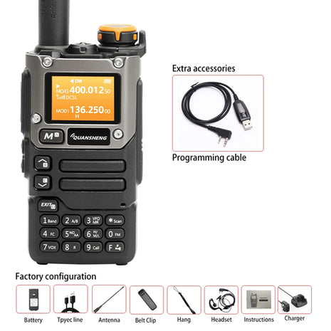 Quansheng UV-K6 Walkie Talkie 5W Air Band Radio Tyep C Charge UHF VHF