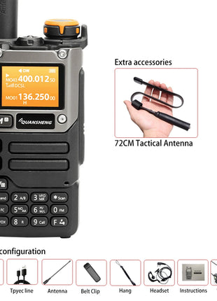 Quansheng UV-K6 Walkie Talkie 5W Air Band Radio Tyep C Charge UHF VHF