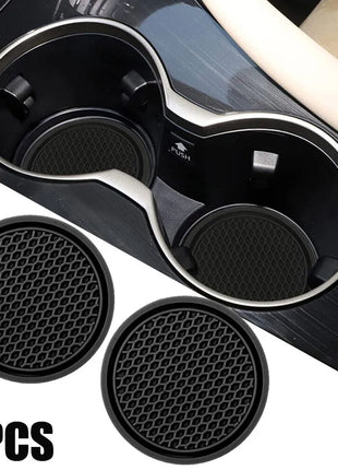 2pcs Black Car Auto Cup Holder Anti Slip Insert Coasters Pads Interior