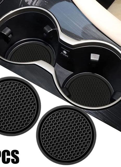 2pcs Black Car Auto Cup Holder Anti Slip Insert Coasters Pads Interior