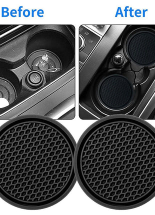 2pcs Black Car Auto Cup Holder Anti Slip Insert Coasters Pads Interior