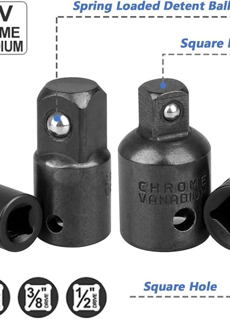 4pcs Socket Convertor Adaptor Reducer Set 1/2 To 3/8 3/8 To 1/4 3/4 To
