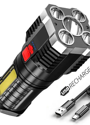 5LED High Power Led Flashlights Rechargeable Camping Spotlight with