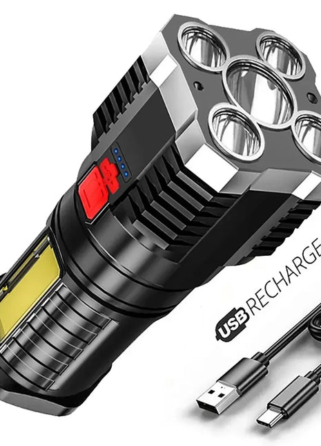 5LED High Power Led Flashlights Rechargeable Camping Spotlight with