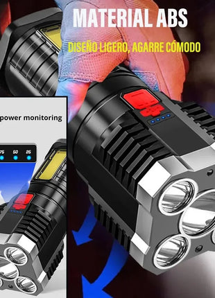 5LED High Power Led Flashlights Rechargeable Camping Spotlight with