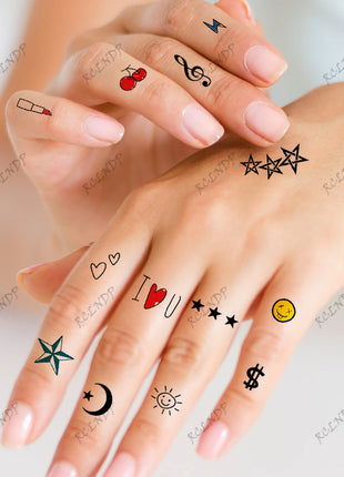Waterproof Temporary Tattoo Sticker English Letter Star Moon Anchor