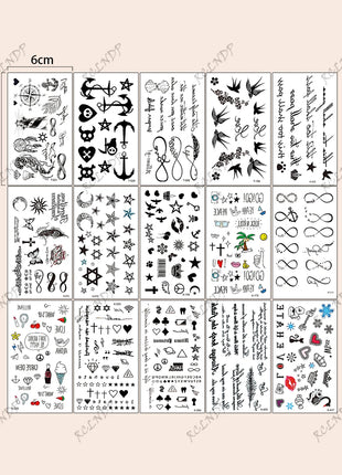 Waterproof Temporary Tattoo Sticker English Letter Star Moon Anchor