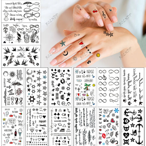 Waterproof Temporary Tattoo Sticker English Letter Star Moon Anchor