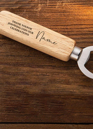 Personalized Bottle Opener Wedding Favour Gift for Him Engraved Wooden