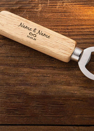 Personalized Bottle Opener Wedding Favour Gift for Him Engraved Wooden