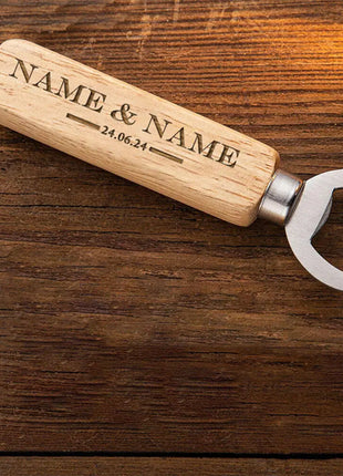Personalized Bottle Opener Wedding Favour Gift for Him Engraved Wooden