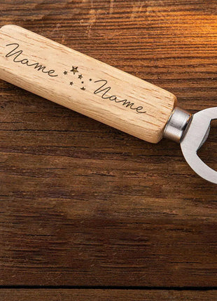 Personalized Bottle Opener Wedding Favour Gift for Him Engraved Wooden