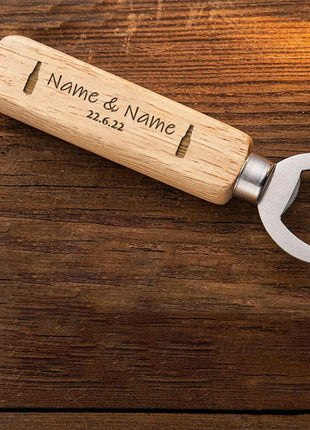 Personalized Bottle Opener Wedding Favour Gift for Him Engraved Wooden