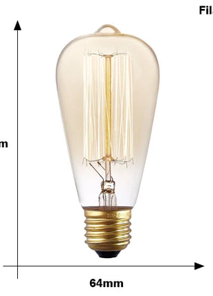 Retro Edison Bulb E27 220V 40W ST64 G80 G95 G125 Ampoule Vintage