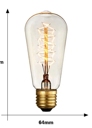 Retro Edison Bulb E27 220V 40W ST64 G80 G95 G125 Ampoule Vintage