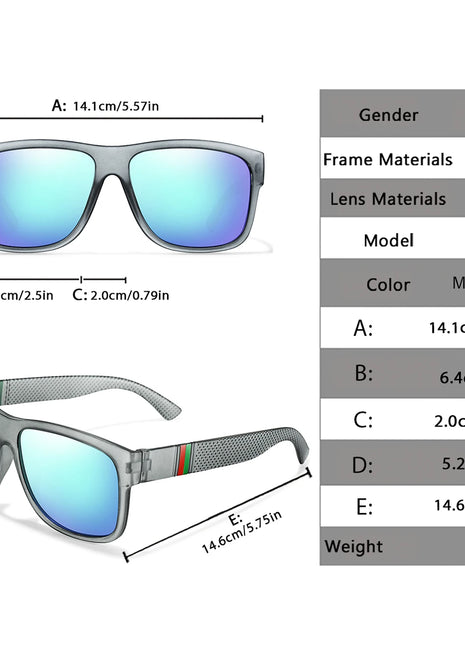 Classic Brand Men Square Polarized Fishing Sunglasses Outdoor Driving