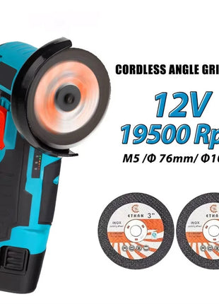 Cordless Electric Angle Grinder 19500rpm Handheld Polishing Grinding