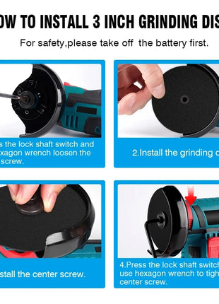 Cordless Electric Angle Grinder 19500rpm Handheld Polishing Grinding