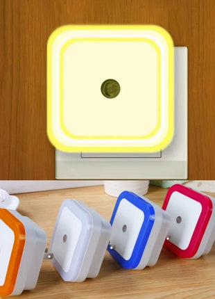 1-4pcs LED Wireless Sensor Night Light EU US Plug Mini Square Night