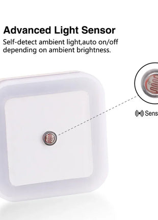 1-4pcs LED Wireless Sensor Night Light EU US Plug Mini Square Night