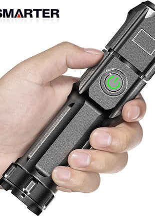 Telescopic Zoom Tactical Flashlights Rechargeable LED Torch 4 Lighting