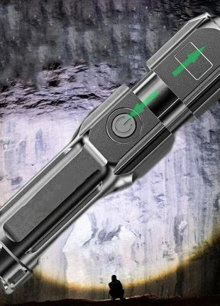 Telescopic Zoom Tactical Flashlights Rechargeable LED Torch 4 Lighting