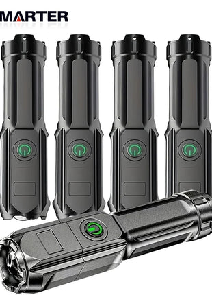 Telescopic Zoom Tactical Flashlights Rechargeable LED Torch 4 Lighting