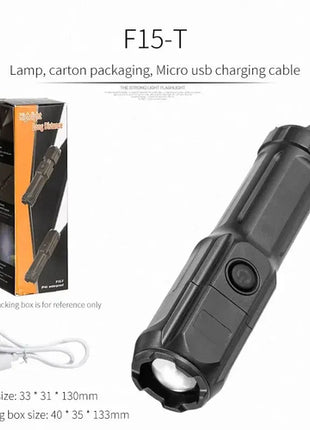 Telescopic Zoom Tactical Flashlights Rechargeable LED Torch 4 Lighting