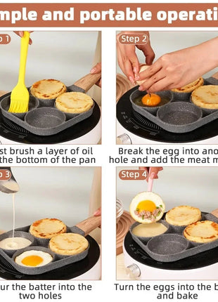 1 PCS Maifan Stone Four-Hole Omelette Pan Bottom Nonstick Egg Pan Mini