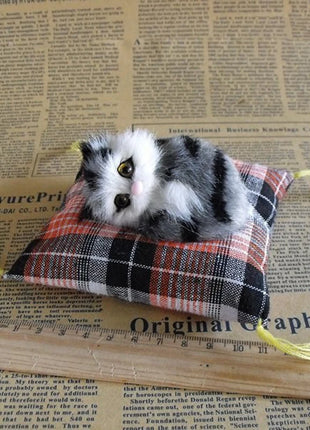 Artificial Mini Sleeping Cats on Cloth Pad Plush Simulation Lying Cats