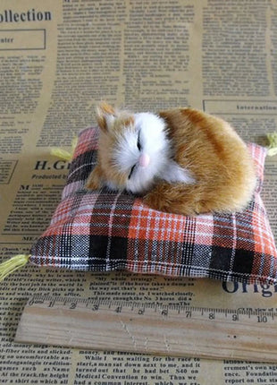 Artificial Mini Sleeping Cats on Cloth Pad Plush Simulation Lying Cats