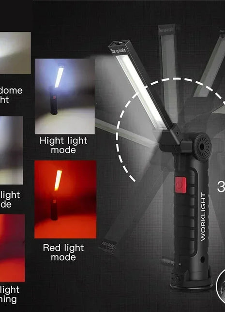 COB LED Work Light Dimmable USB Rechargeable LED Flashlight Inspection