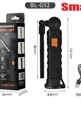 COB LED Work Light Dimmable USB Rechargeable LED Flashlight Inspection