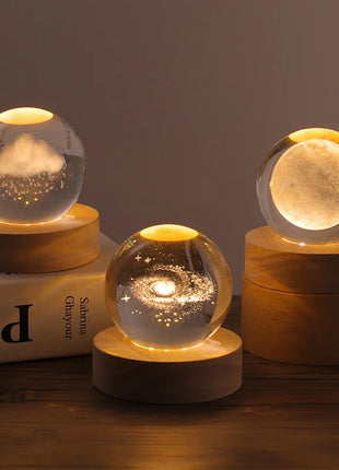 Aesthetic Moon Crystal Sphere Creative Clear Glass Galaxy Globe Night