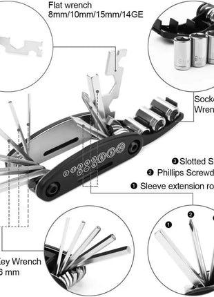 Multi Fuctional Tool 16 in 1 - Bike Tool Kit - Repair Kit for Bike,