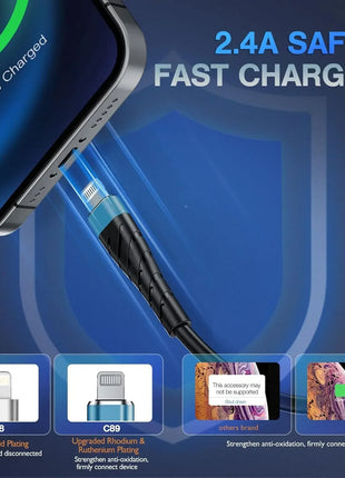 3A Fast Charging USB Cable For iPhone 11 12 13 14 Pro X XS Max 6 7 8