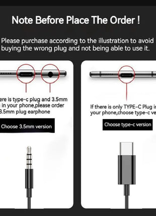 9D Bass Stereo Type C&3.5mm Headphones Volume Control Headset With HD