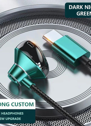 9D Bass Stereo Type C&3.5mm Headphones Volume Control Headset With HD