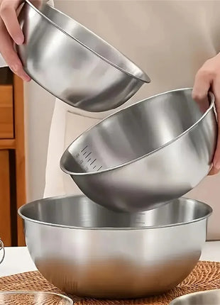 1-3 Stainless Steel Bowl Set with Scale for Cooking Baking Food