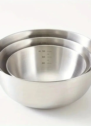 1-3 Stainless Steel Bowl Set with Scale for Cooking Baking Food