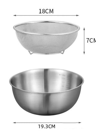 1-3 Stainless Steel Bowl Set with Scale for Cooking Baking Food