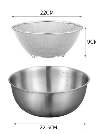 1-3 Stainless Steel Bowl Set with Scale for Cooking Baking Food