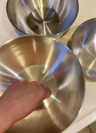 1-3 Stainless Steel Bowl Set with Scale for Cooking Baking Food