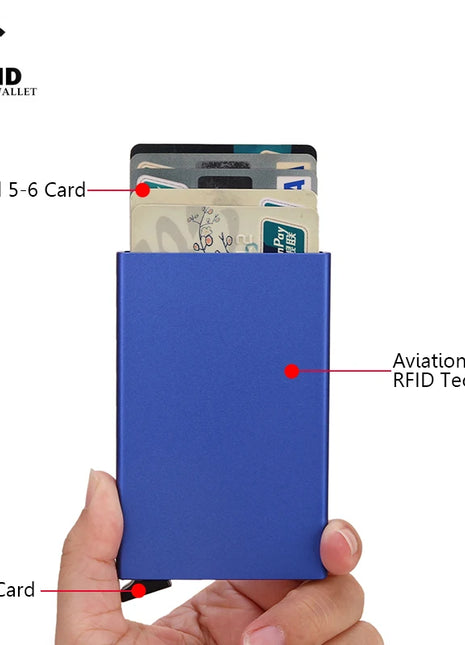 Rfid Smart Wallet Card Holder Metal Thin Slim Men Women Wallets Pop Up