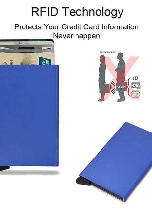 Rfid Smart Wallet Card Holder Metal Thin Slim Men Women Wallets Pop Up