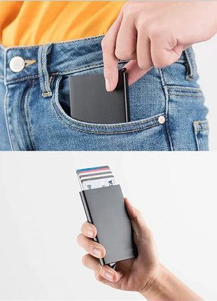 Rfid Smart Wallet Card Holder Metal Thin Slim Men Women Wallets Pop Up