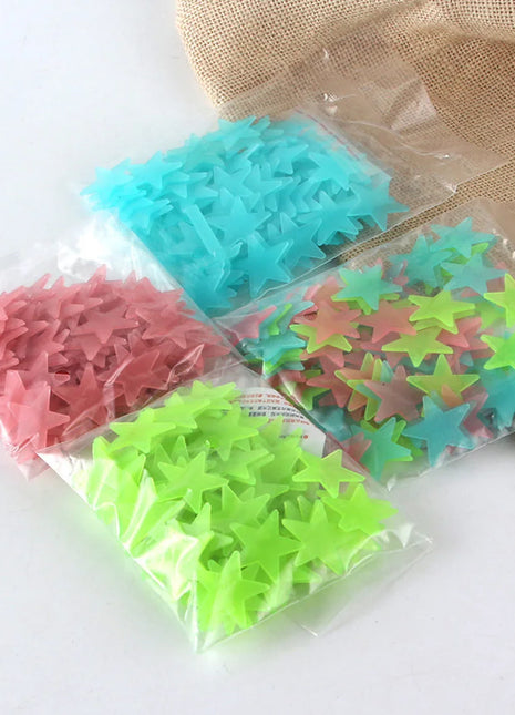 100Pcs/Set Stars Luminous Wall Stickers Glow In The Dark For Kids Baby