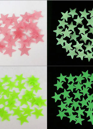 100Pcs/Set Stars Luminous Wall Stickers Glow In The Dark For Kids Baby